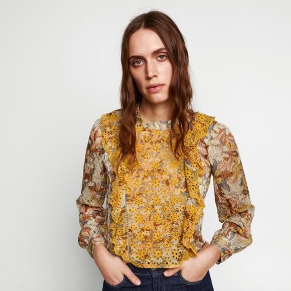 NWT EMBROIDERED FLORAL PRINT BLOUSE ZARA - Picture 3 of 6